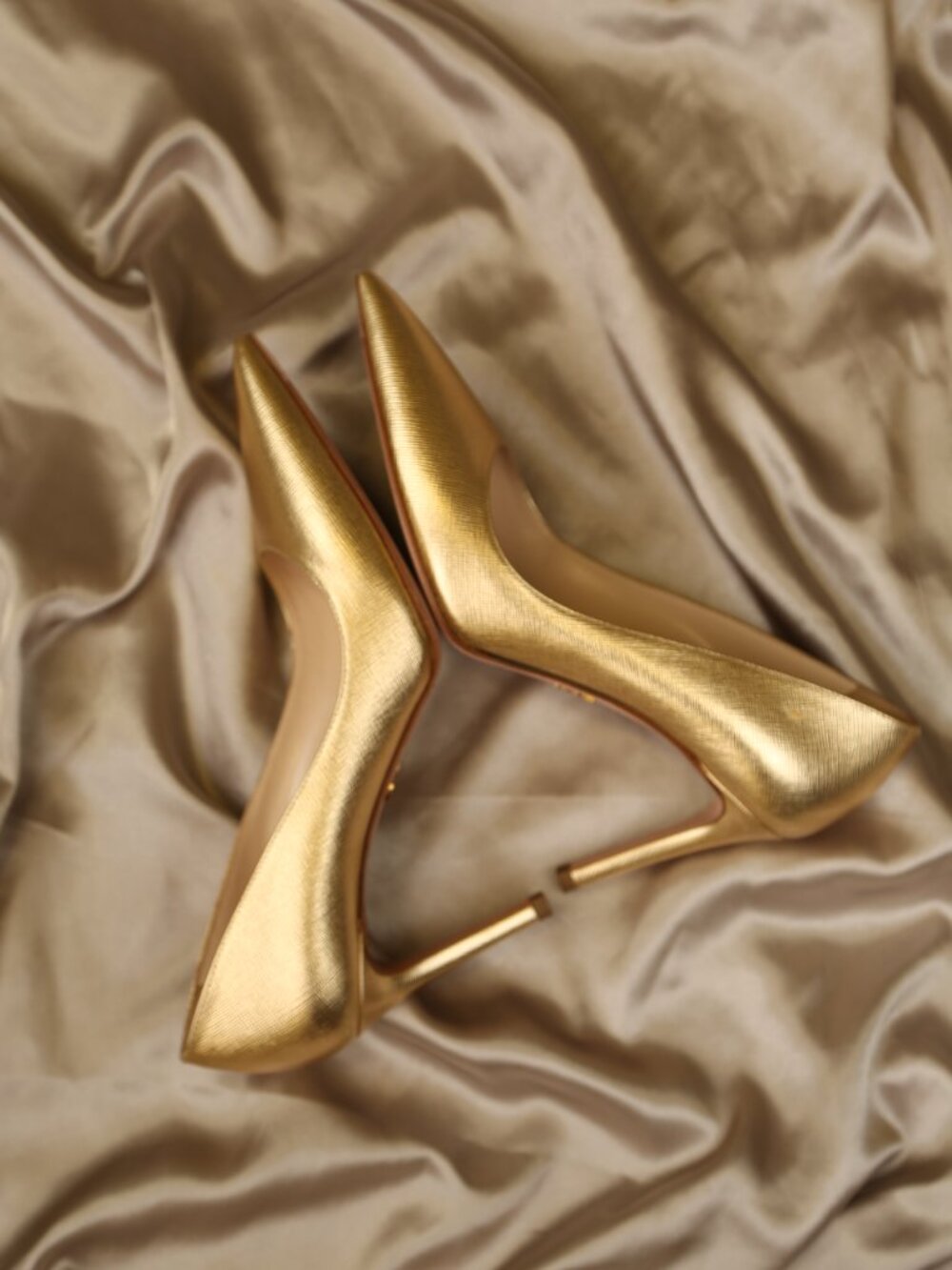 PRADA Gold Saffiano Pumps - Picture 5 of 11
